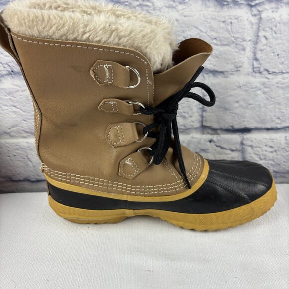 VTG Sorel Manitou Men's 10 Tan Insulated Leather Waterproof Winter Snow Boots - Picture 7 of 9
